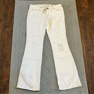American Eagle Jeans Womens 6 White Skinny Flare Distressed Denim Stretch NWT